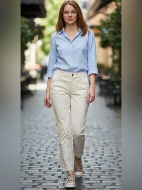 Berwich Women’s Cream-Colored Designer Trousers.